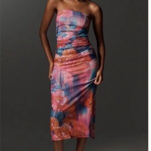 Anthropologie Vibrant Strapless Dress